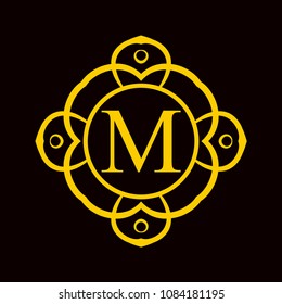 Vintage ornamental monogram. Retro luxury logo for design with ornate elements and place for letter or text