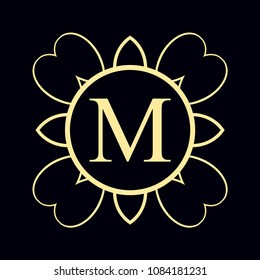 Vintage ornamental monogram. Retro luxury logo for design with ornate elements and place for letter or text