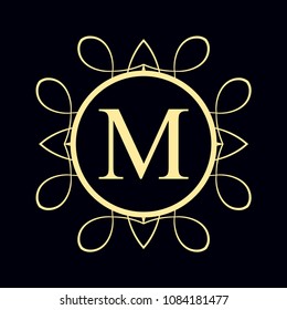 Vintage ornamental monogram. Retro luxury logo for design with ornate elements and place for letter or text