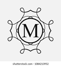 Vintage ornamental monogram. Retro luxury logo for design with ornate elements and place for letter or text