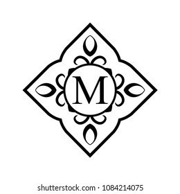 Vintage ornamental monogram. Retro luxury logo for design with ornate elements and place for letter or text