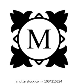 Vintage ornamental monogram. Retro luxury logo for design with ornate elements and place for letter or text