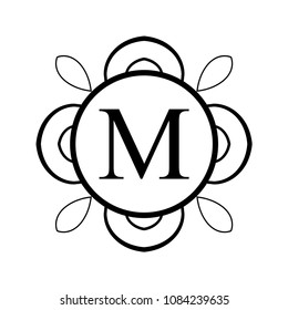 Vintage ornamental monogram. Retro luxury logo for design with ornate elements and place for letter or text