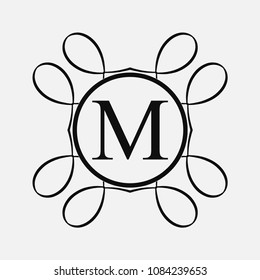Vintage ornamental monogram. Retro luxury logo for design with ornate elements and place for letter or text