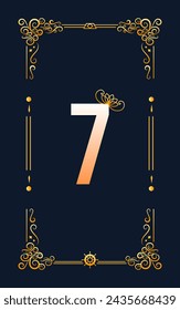 Vintage ornamental number 7. Template for design and decoration. Suitable for elegant or luxury number previews.