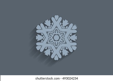 Vintage ornamental pattern. Lacy snowflake against grungy background