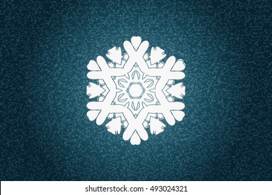 Vintage ornamental pattern. Lacy snowflake against grungy background