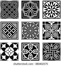 Vintage Ornamental Patterns in Black and White.