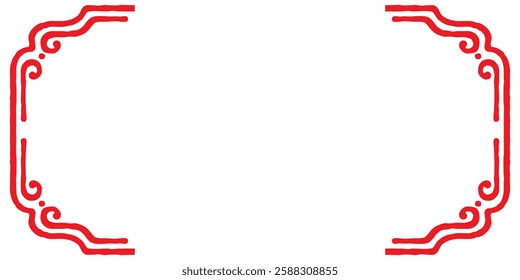 Vintage Ornamental Red Frame Pattern Vector Design.
