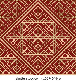 Vintage ornamental red seamless pattern. Art deco ornament. Template for design