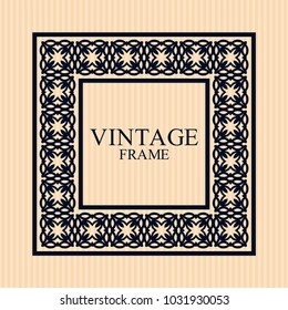 Vintage ornamental retro frame. Template for design. Vector illustration