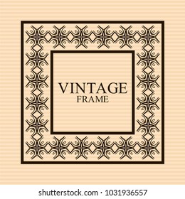 Vintage ornamental retro frame. Template for design. Vector illustration