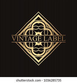 Vintage ornamental retro golden label. Template for design. Vector illustration