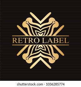 Vintage ornamental retro golden label. Template for design. Vector illustration