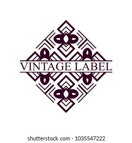 Vintage ornamental retro label. Template for design. Vector illustration