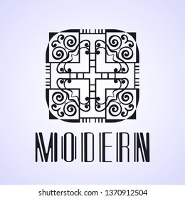 Vintage ornamental retro modern art deco logo template for design
