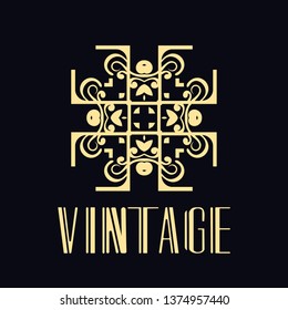 Vintage ornamental retro modern art deco logo template for design