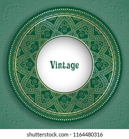 Vintage Ornamental Round Frame For Greeting Card, Invitation Or Packaging Design. Vector Illustration