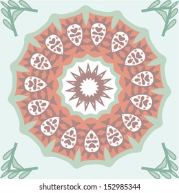 Vintage Ornamental round lace pattern,circle background with many details, looks like crocheting handmade lace on grunge background, lacy arabesque designs.Orient traditional ornament. Oriental motif.