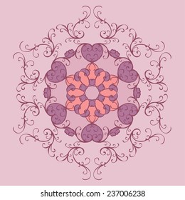 Vintage ornamental round pattern. Vector illustration.