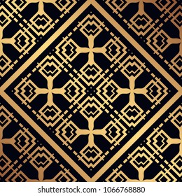 Vintage ornamental seamless pattern. Art deco ornament. Template for design