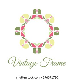 Vintage ornamental square logo. Colorful symmetry ceramic tile pattern. Business style.