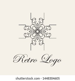 Vintage ornamental template for logo design. Flourishes calligraphic elegant retro royal sign