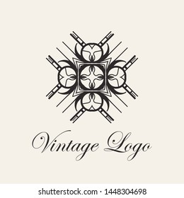 Vintage ornamental template for logo design. Flourishes calligraphic elegant retro royal sign