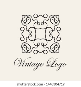 Vintage ornamental template for logo design. Flourishes calligraphic elegant retro royal sign