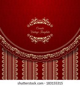 Vintage ornamental template with pattern and decorative frame