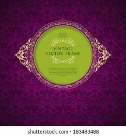Vintage ornamental template with pattern and decorative frame 
