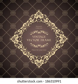 Vintage ornamental template with pattern and decorative frame 