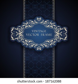 Vintage ornamental template with pattern and decorative frame 