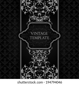 Vintage ornamental template with pattern and decorative frame 