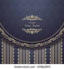 Vintage ornamental template with pattern and decorative frame 