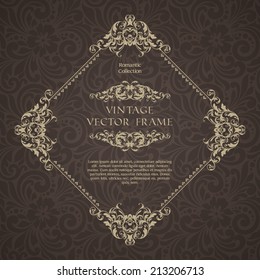 Vintage ornamental template with pattern and decorative frame