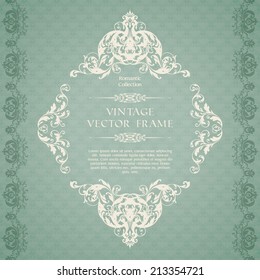 Vintage ornamental template with pattern and decorative frame