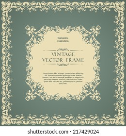 Vintage ornamental template with pattern and decorative frame 