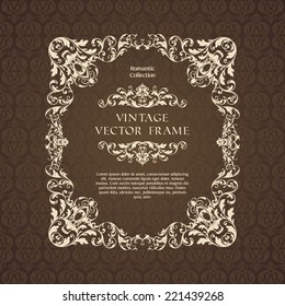 Vintage ornamental template with pattern and decorative frame