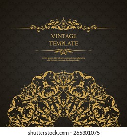 Vintage ornamental template with pattern and decorative frame