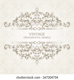 Vintage ornamental template with pattern and decorative frame