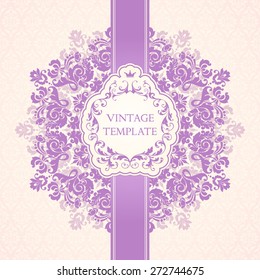 Vintage ornamental template with pattern and decorative frame