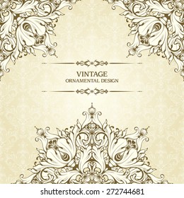 Vintage ornamental template with pattern and decorative frame