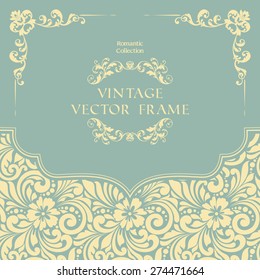 Vintage ornamental template with pattern and decorative frame