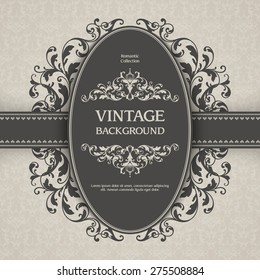 Vintage ornamental template with pattern and decorative frame