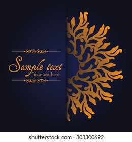 Vintage ornamental template with pattern and decorative frame. Vector illustration.