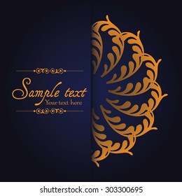 Vintage ornamental template with pattern and decorative frame. Vector illustration.