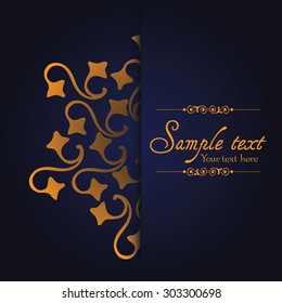 Vintage ornamental template with pattern and decorative frame. Vector illustration.