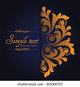 Vintage ornamental template with pattern and decorative frame. Vector illustration.