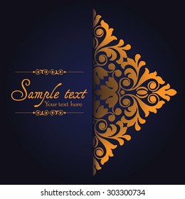 Vintage ornamental template with pattern and decorative frame. Vector illustration.